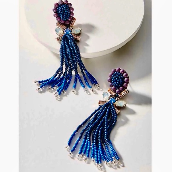 NWT Anthropologie Deepa Crystal Beaded Fringe Earrings - Picture 9 of 11